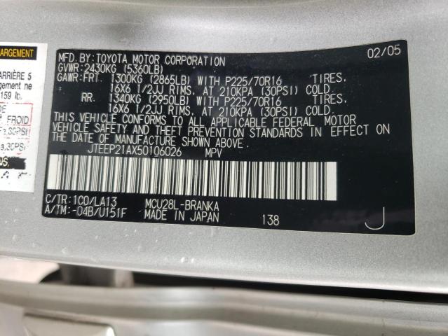 2005 Toyota Highlander Limited VIN: JTEEP21AX50106026 Lot: 55903044