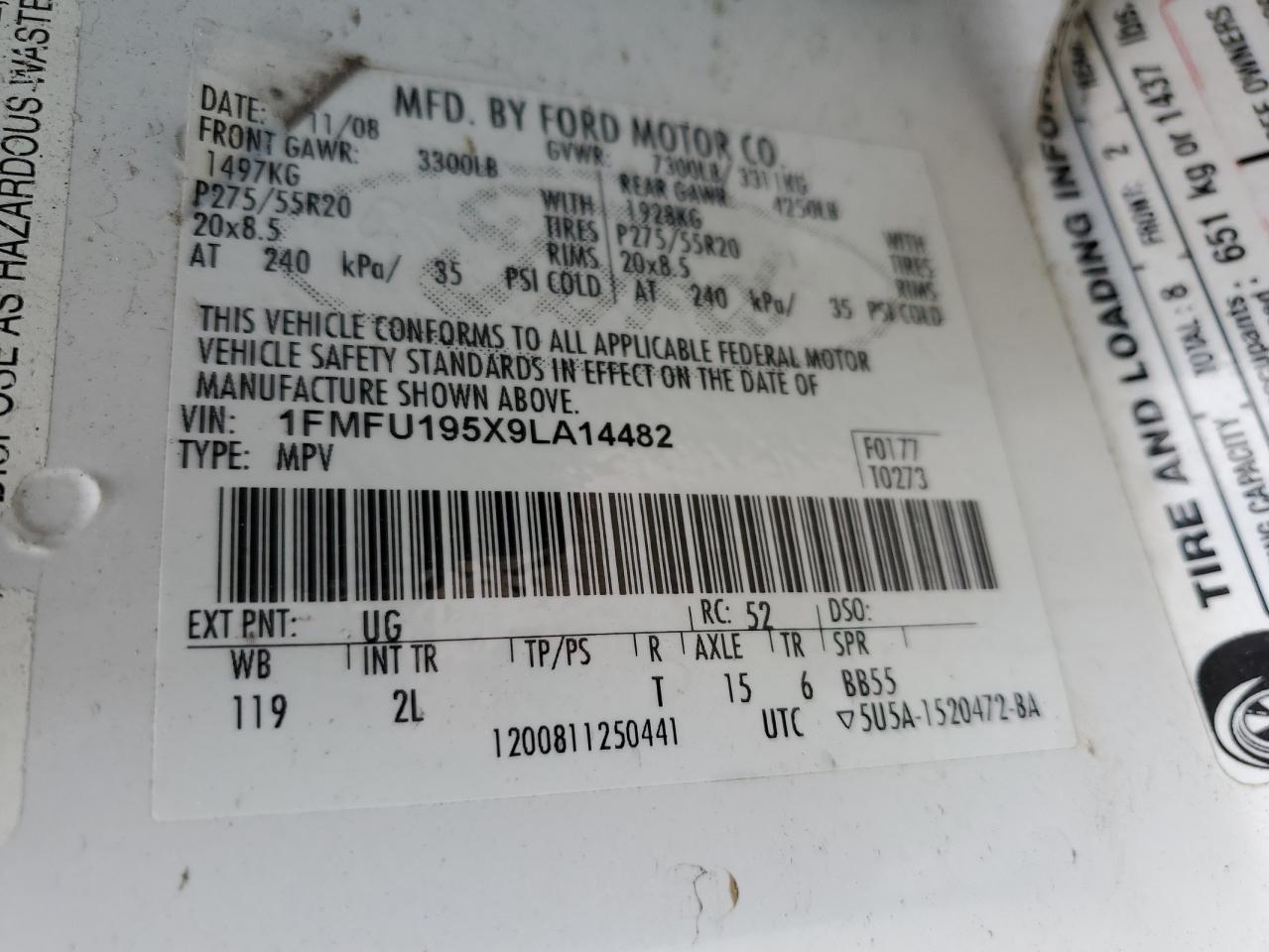 1FMFU195X9LA14482 2009 Ford Expedition Limited