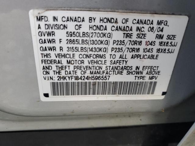 2004 Honda Pilot Ex VIN: 2HKYF18424H596557 Lot: 55161954
