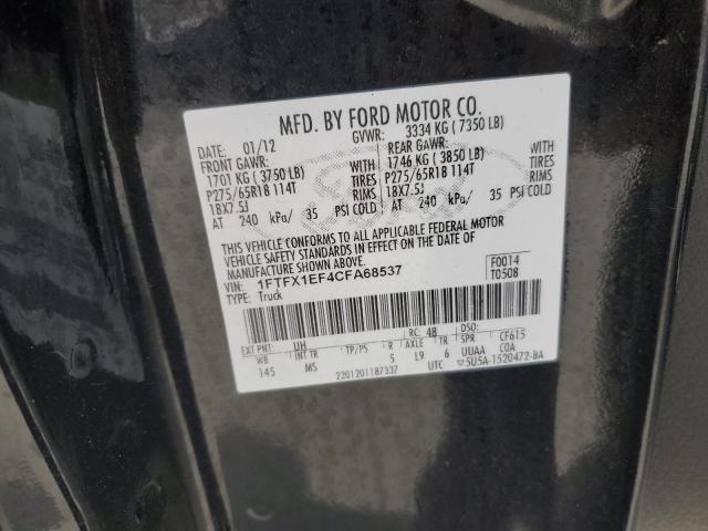 2012 Ford F150 Super Cab VIN: 1FTFX1EF4CFA68537 Lot: 54136394