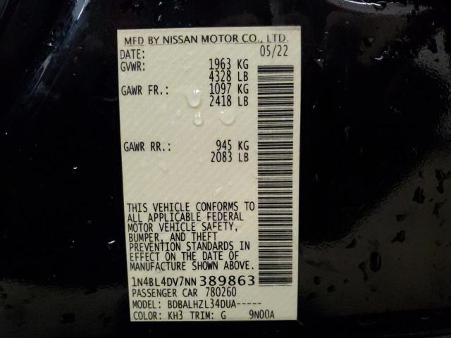 2022 Nissan Altima Sv VIN: 1N4BL4DV7NN389863 Lot: 56516764