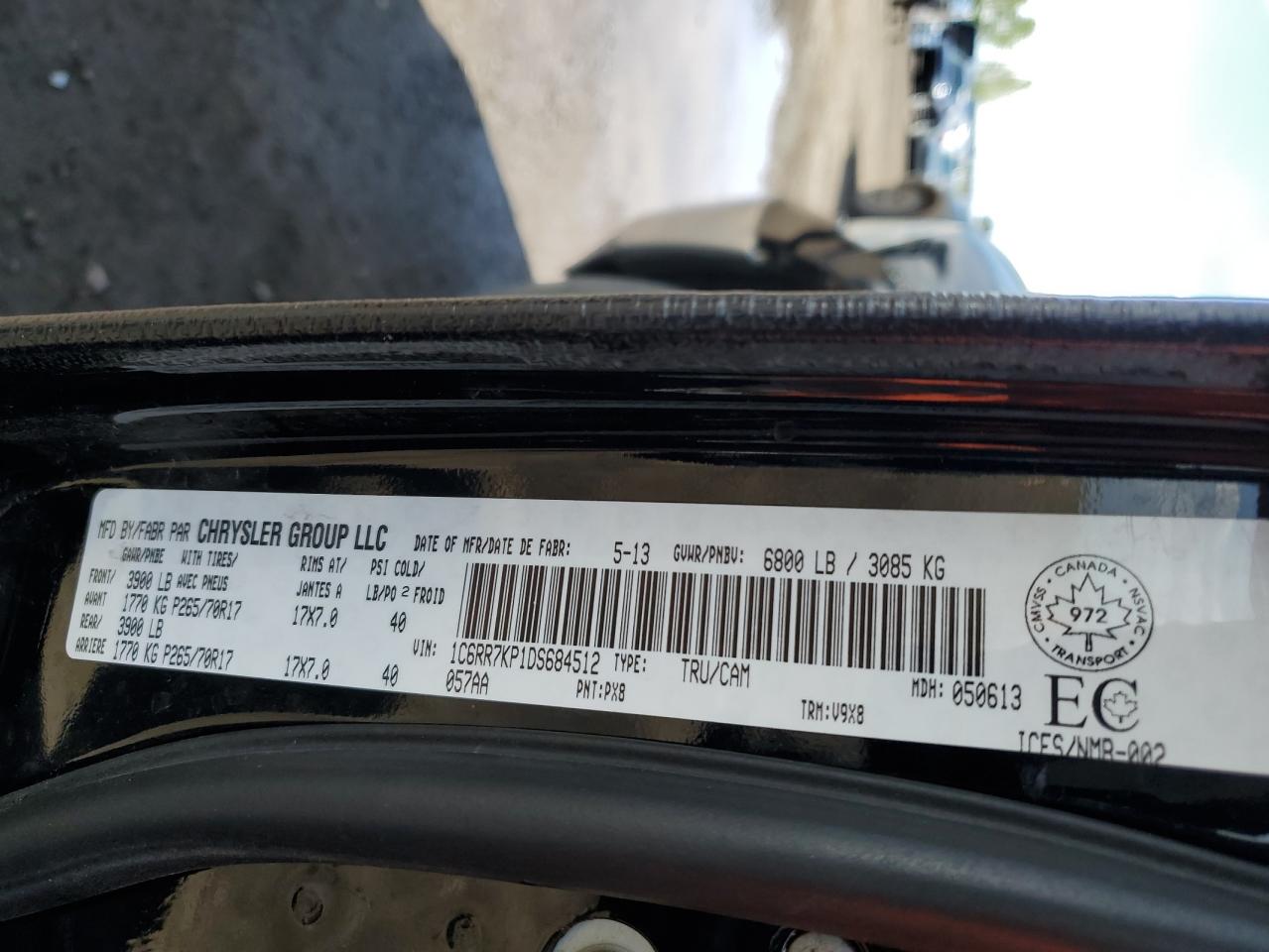 1C6RR7KP1DS684512 2013 Ram 1500 St