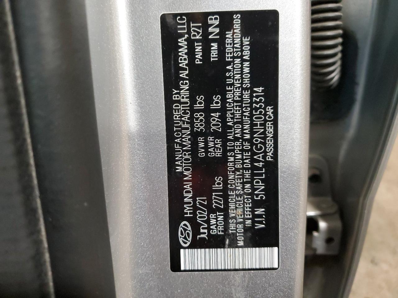 5NPLL4AG9NH053314 2022 Hyundai Elantra Se