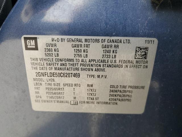 2012 Chevrolet Equinox Lt VIN: 2GNFLDE50C6207469 Lot: 56583224