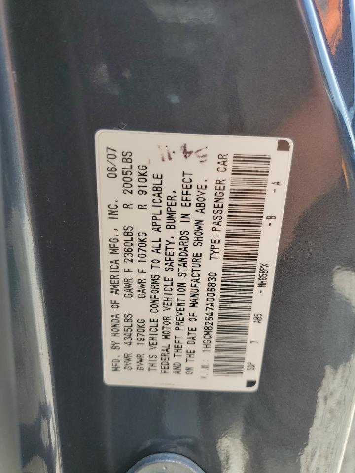 1HGCM82647A006830 2007 Honda Accord Ex