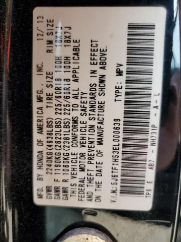 2014 Honda Crosstour Exl VIN: 5J6TF1H53EL000639 Lot: 53049754