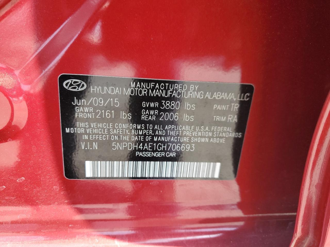 5NPDH4AE1GH706693 2016 Hyundai Elantra Se