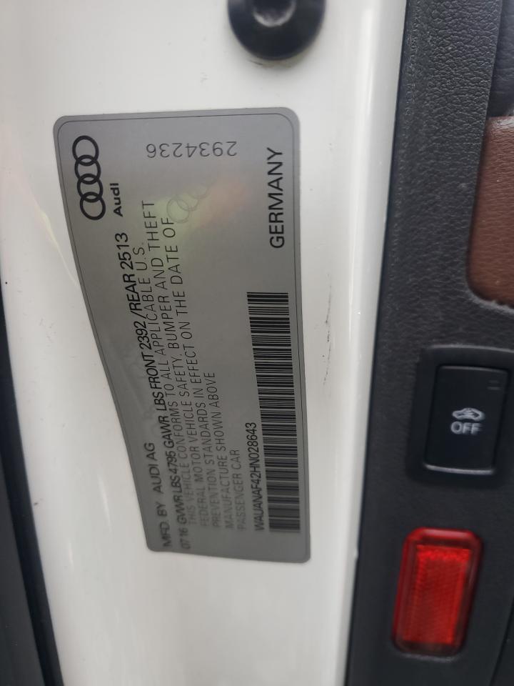 WAUANAF42HN028643 2017 Audi A4 Premium