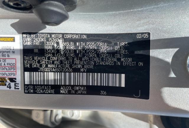 2005 Toyota Highlander VIN: JTEGD21A650120636 Lot: 55878084