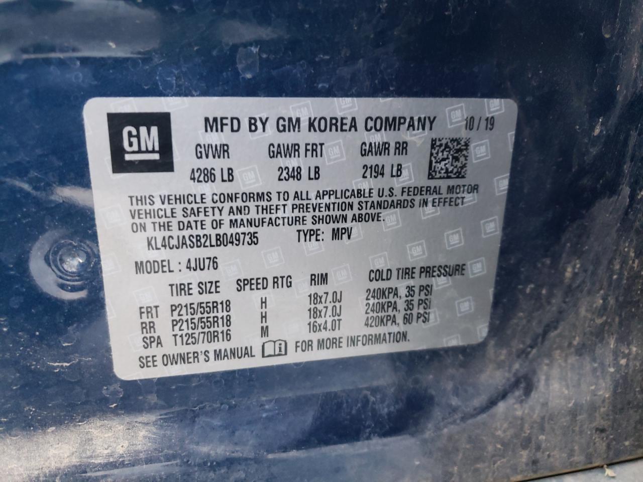 KL4CJASB2LB049735 2020 Buick Encore Preferred