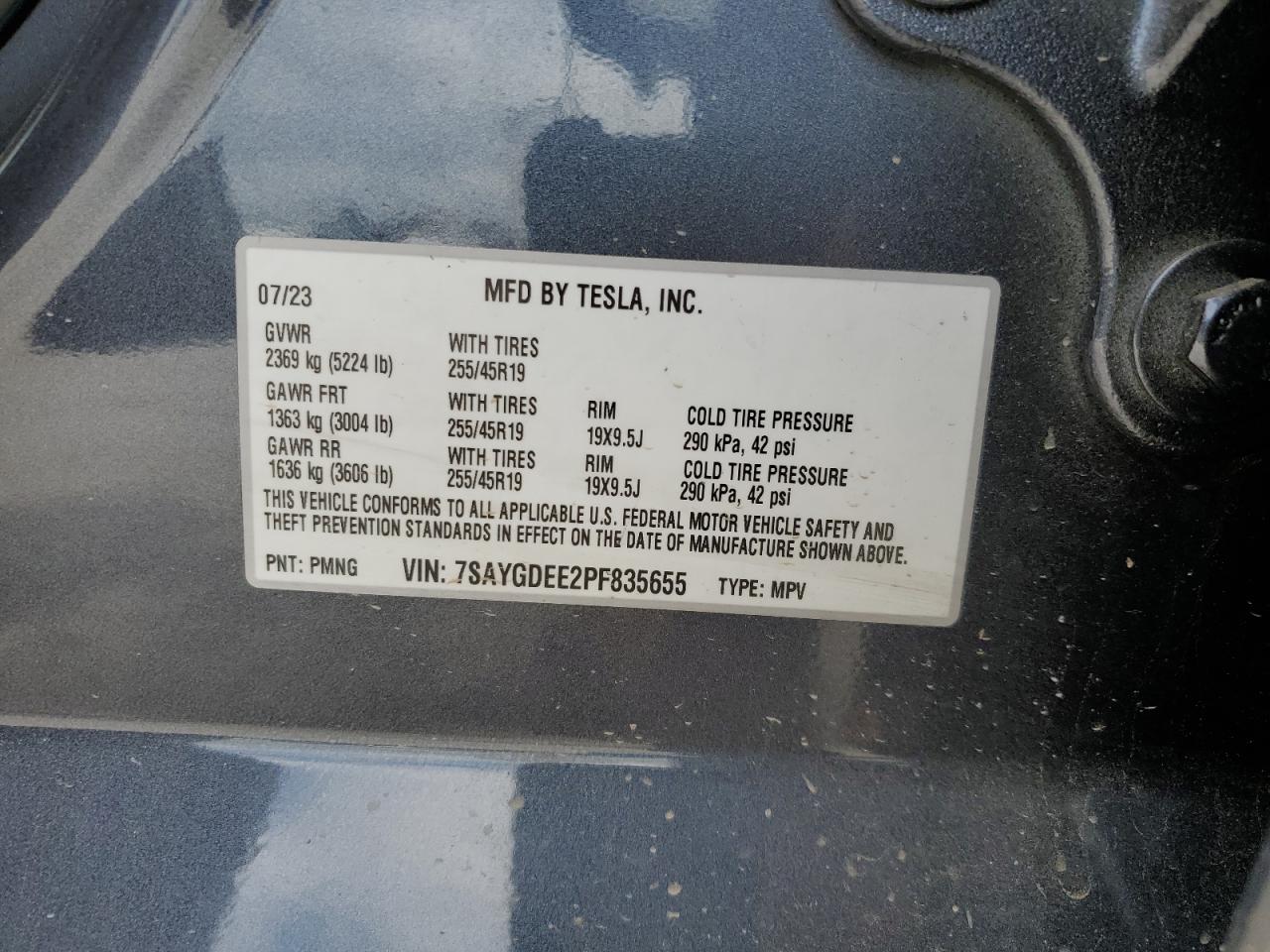 7SAYGDEE2PF835655 2023 Tesla Model Y