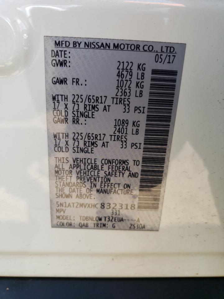 5N1AT2MVXHC832318 2017 Nissan Rogue Sv