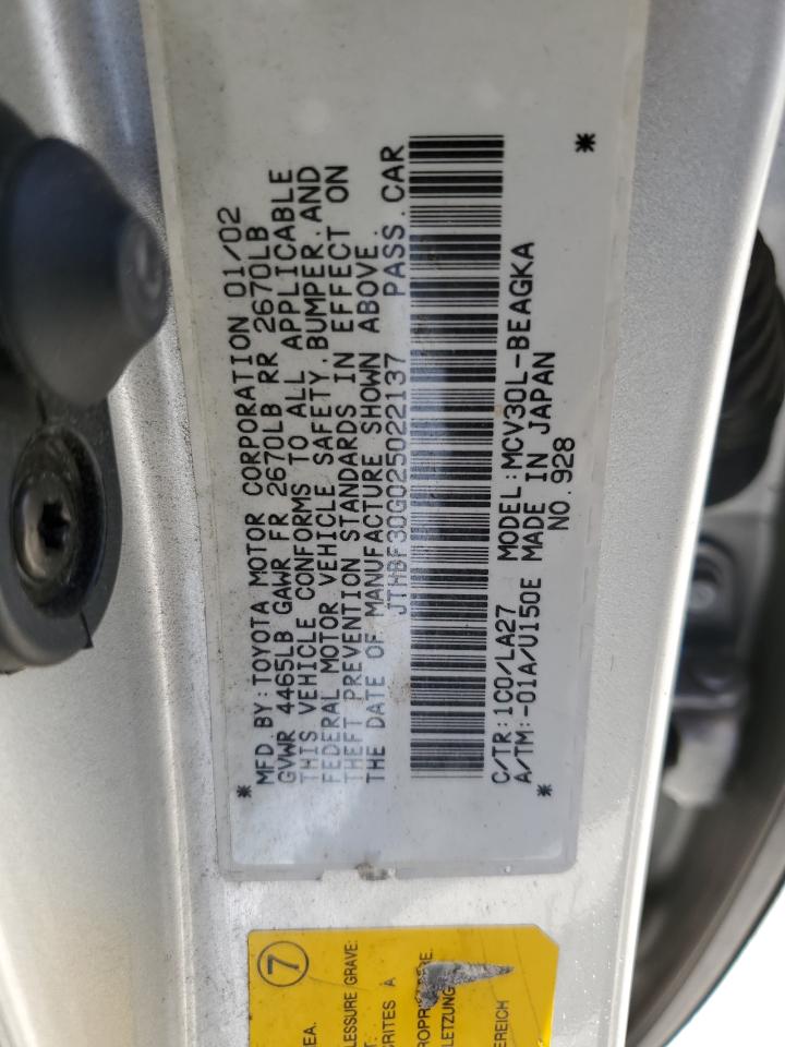 JTHBF30G025022137 2002 Lexus Es 300