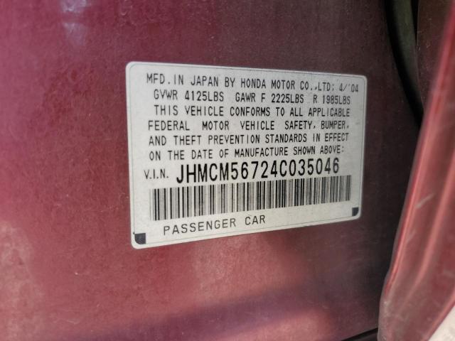 2004 Honda Accord Ex VIN: JHMCM56724C035046 Lot: 53783714