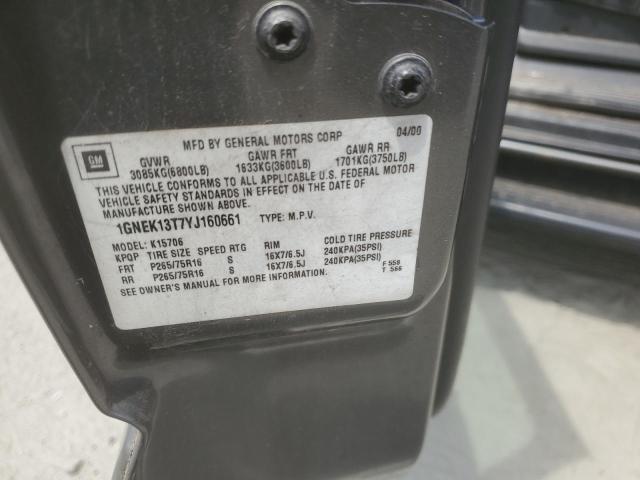 2000 Chevrolet Tahoe K1500 VIN: 1GNEK13T7YJ160661 Lot: 56202784