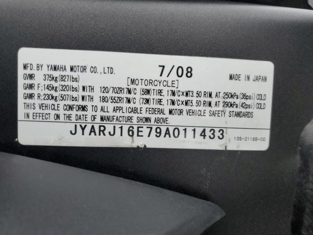 2009 YAMAHA YZFR6 JYARJ16E79A011433