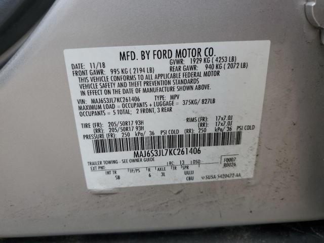 2019 Ford Ecosport Ses VIN: MAJ6S3JL7KC261406 Lot: 53212904