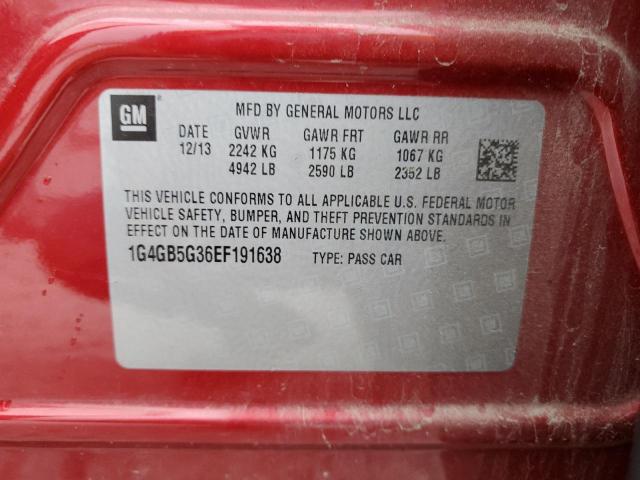 2014 Buick Lacrosse VIN: 1G4GB5G36EF191638 Lot: 55589554