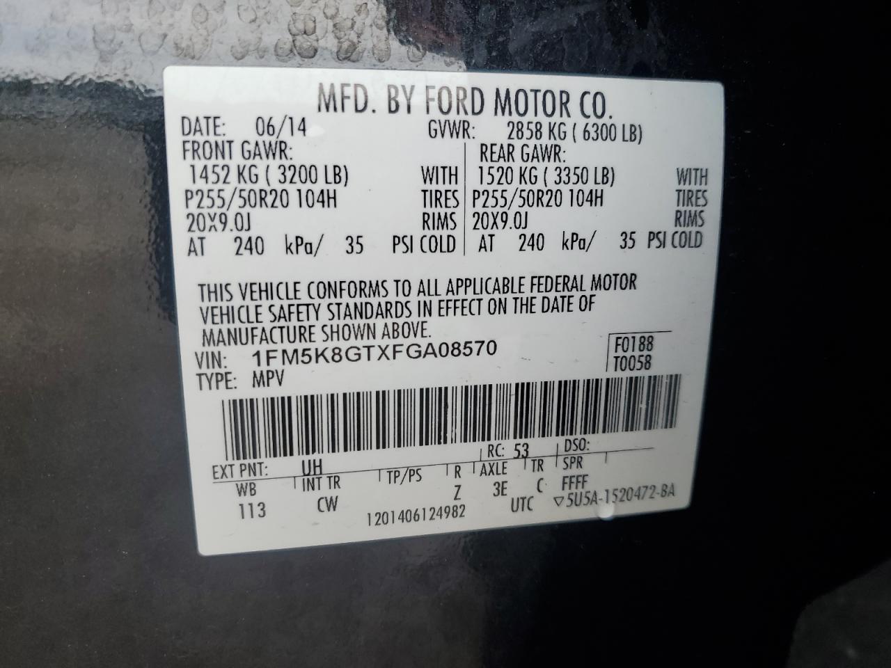 1FM5K8GTXFGA08570 2015 Ford Explorer Sport