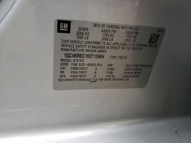 2017 Chevrolet Silverado K1500 Lt VIN: 1GCVKREC1HZ115964 Lot: 55079094