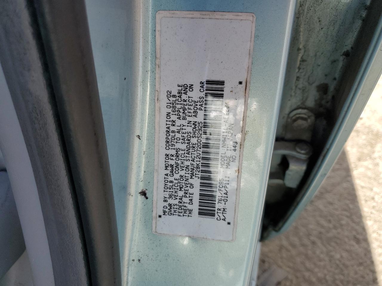 JT2BK12U720052925 2002 Toyota Prius