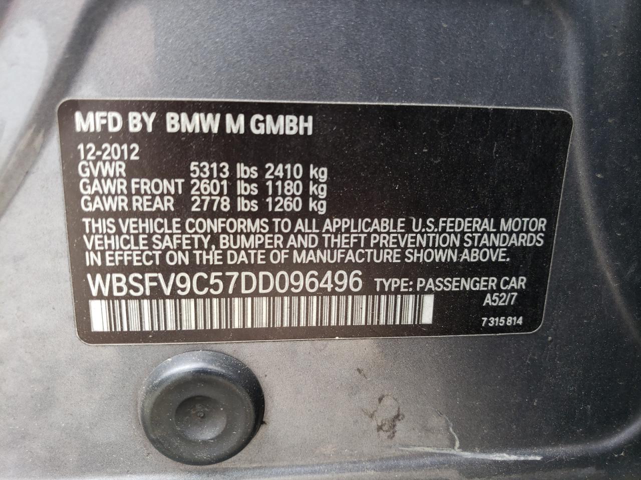 WBSFV9C57DD096496 2013 BMW M5