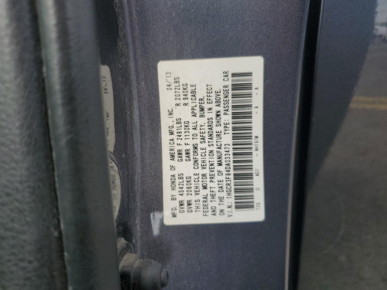 1HGCR3F84DA033473 2013 Honda Accord Exl