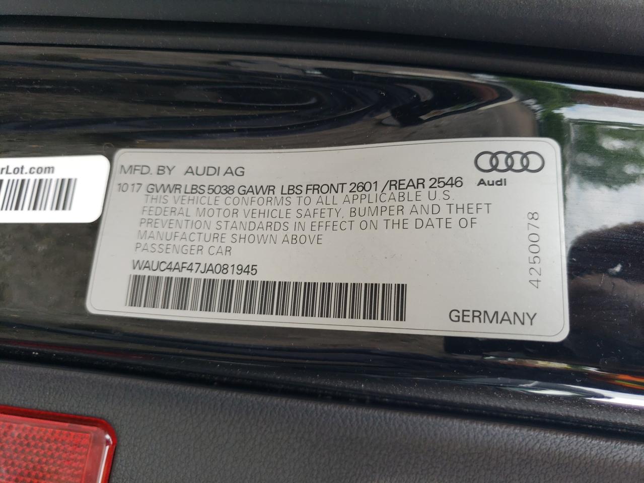 WAUC4AF47JA081945 2018 Audi S4 Prestige