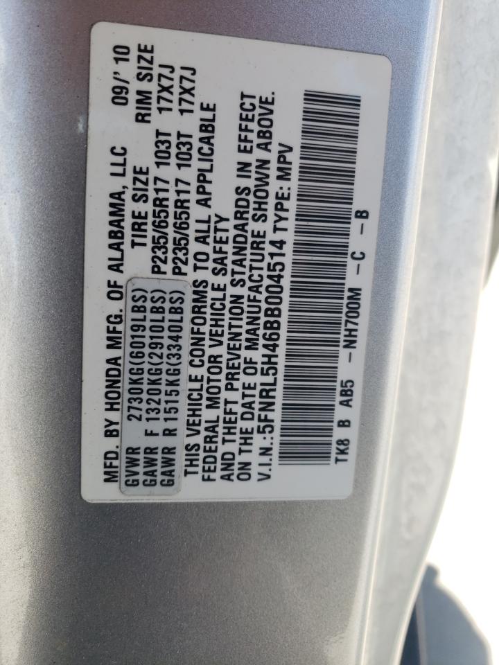 5FNRL5H46BB004514 2011 Honda Odyssey Ex