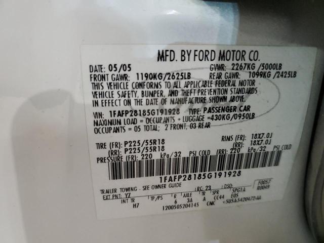 2005 Ford Five Hundred Limited VIN: 1FAFP28185G191928 Lot: 56508874