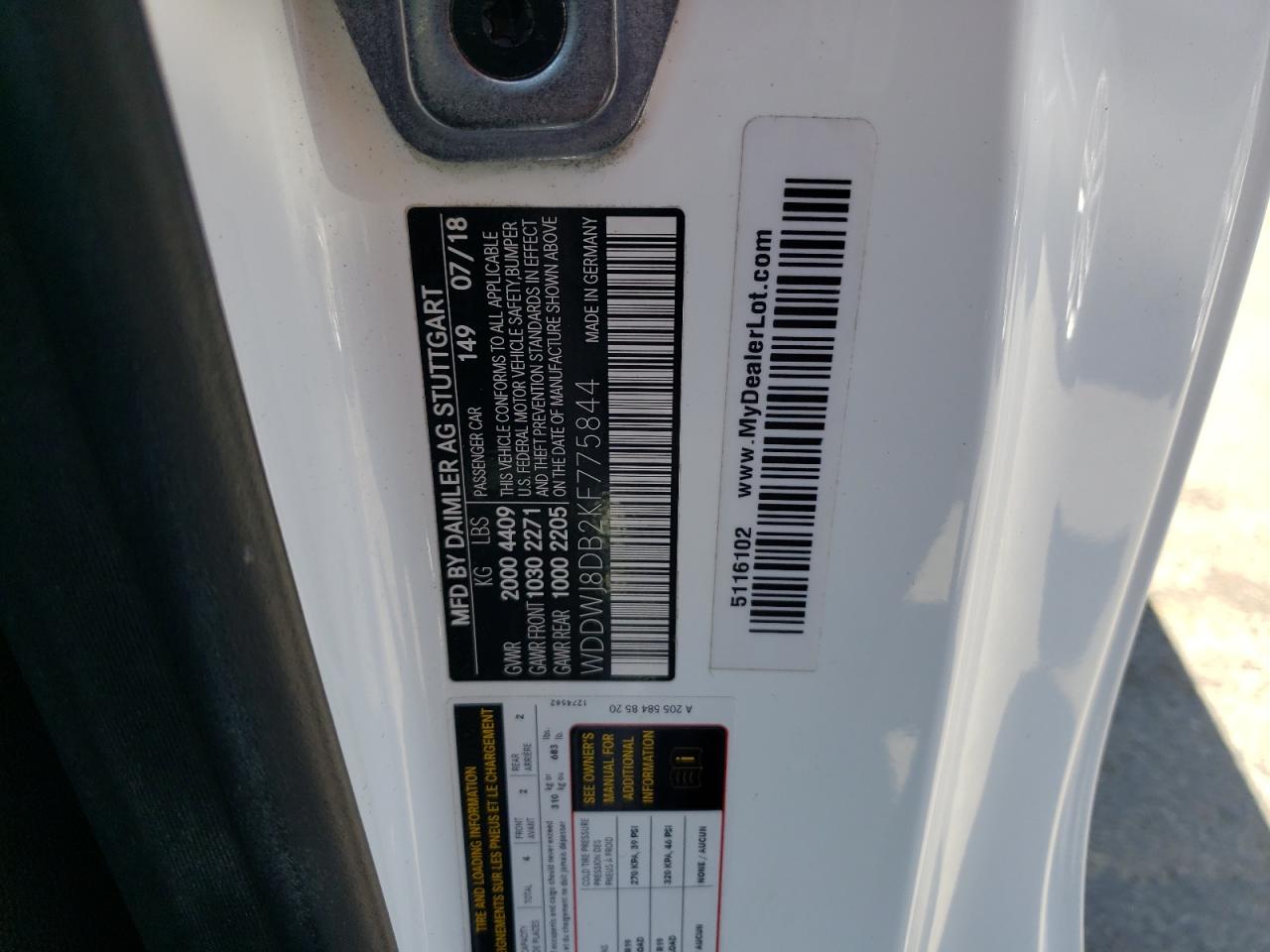 WDDWJ8DB2KF775844 2019 Mercedes-Benz C 300