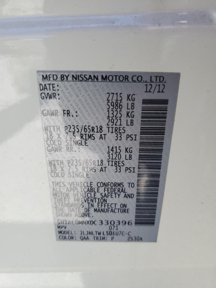 5N1AL0MMXDC330396 2013 Infiniti Jx35