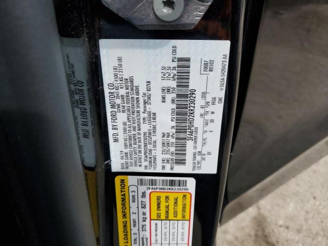 2019 FORD FUSION SE 3FA6P0HD2KR230290
