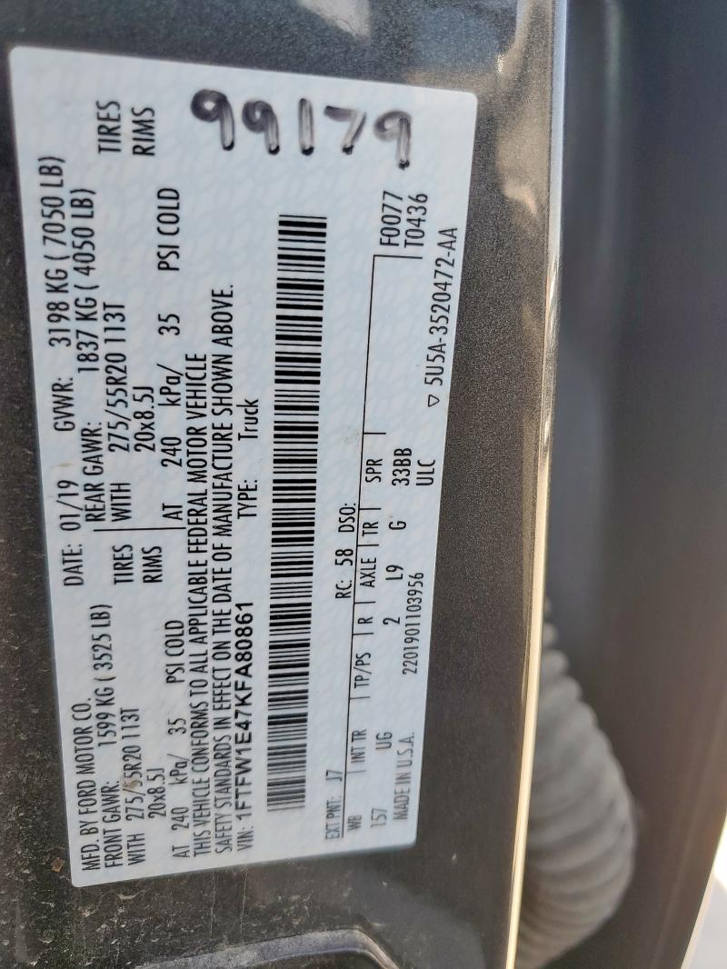 2019 FORD F150 SUPER - 1FTFW1E47KFA80861
