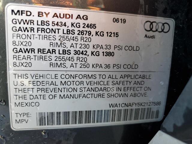 2019 AUDI Q5 PRESTIG WA1CNAFY5K2127586