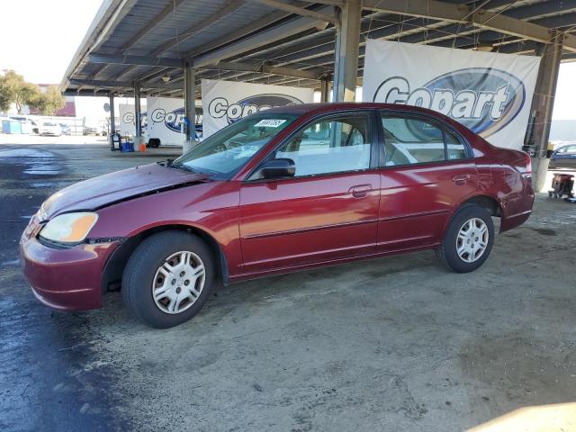 HONDA CIVIC LX 2002 maroon  gas 2HGES16502H599099 photo #1