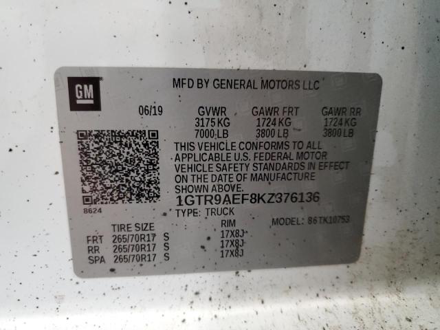 2019 GMC SIERRA K15 1GTR9AEF8KZ376136