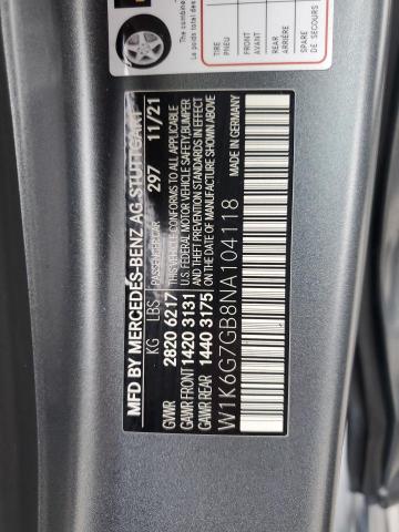 2022 MERCEDES-BENZ S 580 4MAT W1K6G7GB8NA104118