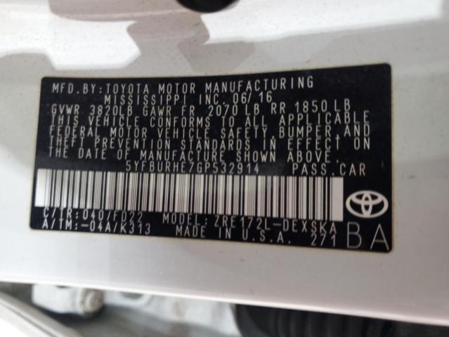 2016 TOYOTA COROLLA L - 5YFBURHE7GP532914