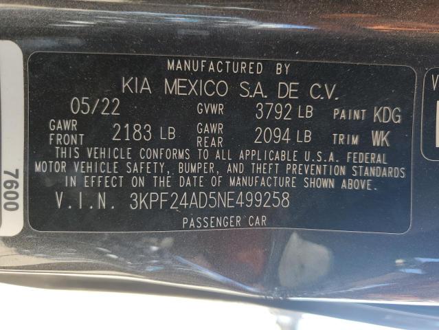 3KPF24AD5NE499258 2022 KIA FORTE