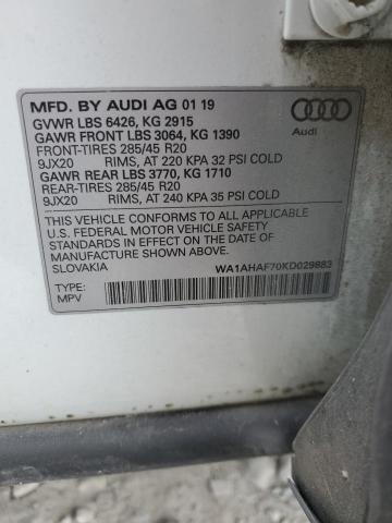 2019 AUDI Q7 PREMIUM WA1AHAF70KD029883