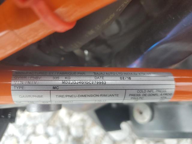 2016 KTM RC 390 MD2JGJ401GC279963