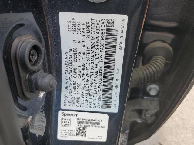 2019 HONDA CIVIC LX - 2HGFC2F6XKH584304