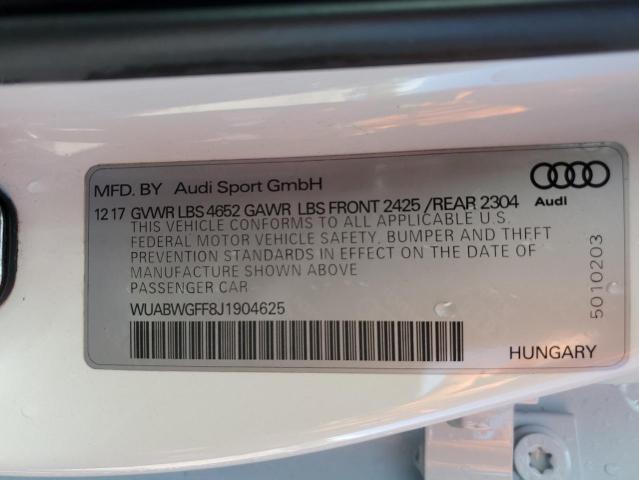 2018 AUDI RS3 - WUABWGFF8J1904625