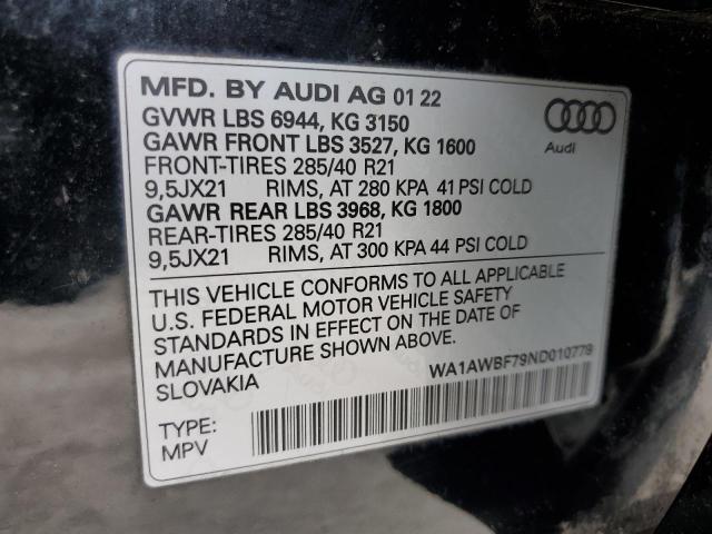 2022 AUDI SQ7 PREMIU WA1AWBF79ND010779