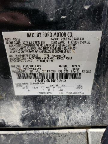 2016 FORD TAURUS SEL 1FAHP2E87GG150803