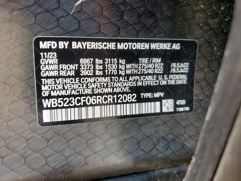 2024 BMW IX XDRIVE5 WB523CF06RCR12082