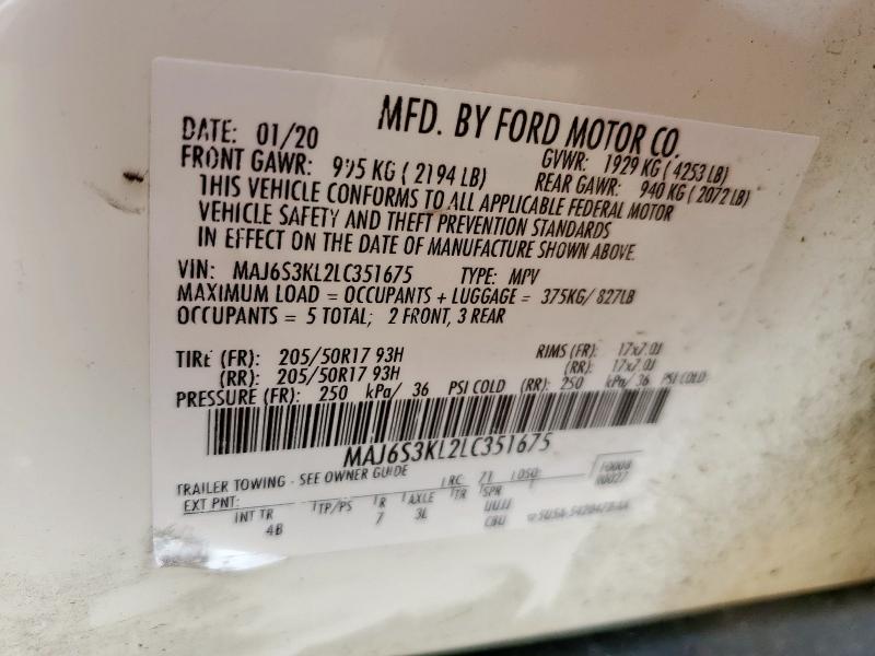 2020 FORD ECOSPORT T MAJ6S3KL2LC351675