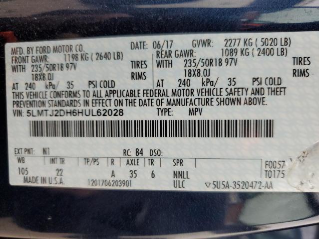 2017 LINCOLN MKC SELECT 5LMTJ2DH6HUL62028