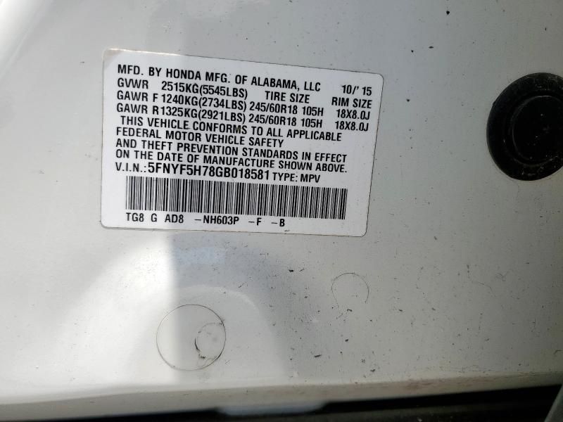 2016 HONDA PILOT EXLN - 5FNYF5H78GB018581